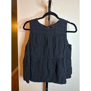 Who What Wear Womens Black Cotton Sleeveless Tiered Peplum Top Large L